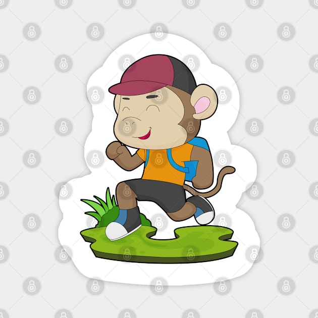 Monkey Hiker Backpack Magnet by Markus Schnabel