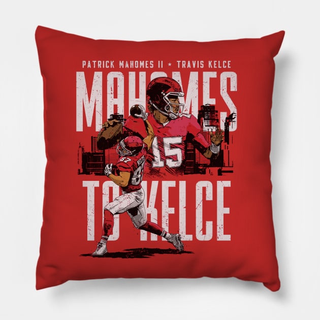 Travis Kelce & Patrick Mahomes Kansas City Connection Pillow by Chunta_Design