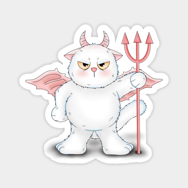 Devil White Cat Magnet by Athikan