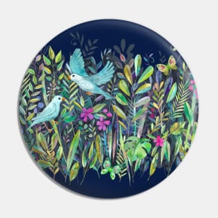 Little Garden Birds in Watercolor Pin