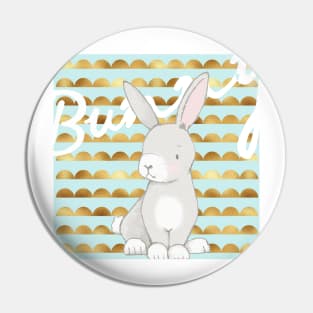 Little bunny on cute pattern Pin