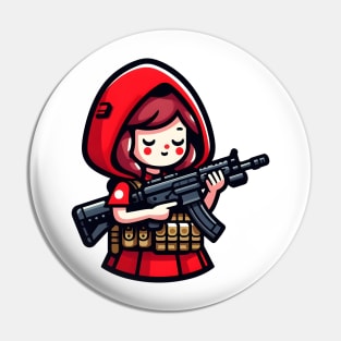 Tactical Little Red Riding Hood Adventure Tee: Where Fairytales Meet Bold Style Pin