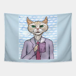 cat with cup Tapestry