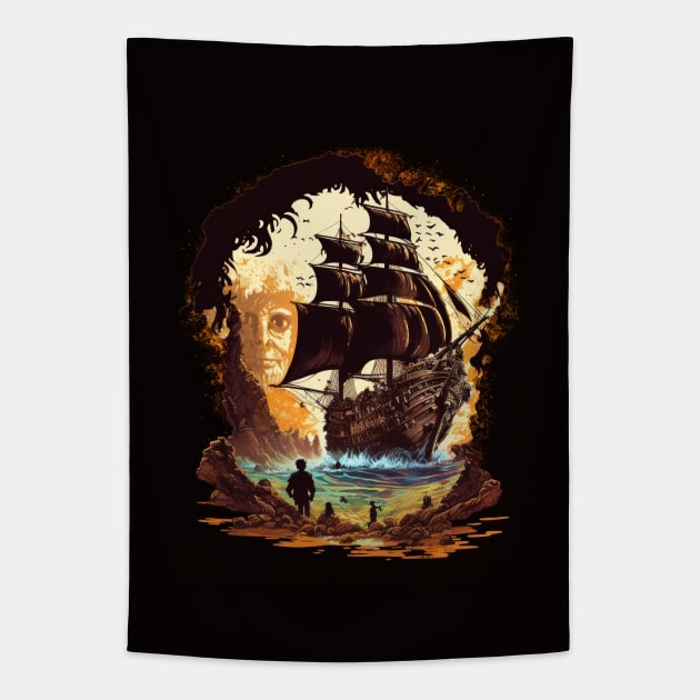 Pirate Ship - the goonies Tapestry by Buff Geeks Art