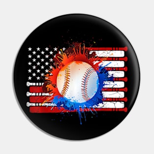 Patriotic USA 4th of July  American Flag Baseball Team Pin