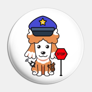 Funny Poodle Policeman Pin