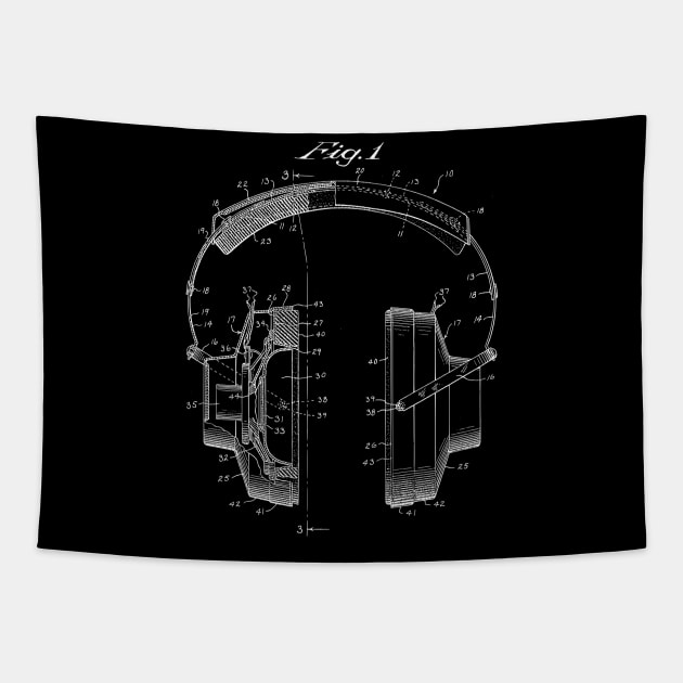 Stereo Headphones Patent Image Tapestry by MadebyDesign