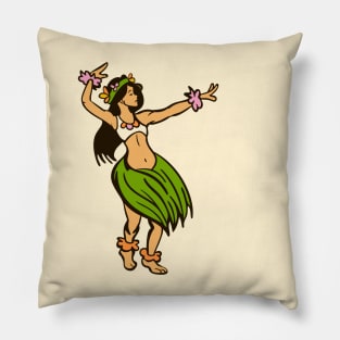 Vintage Hawaiian Hula Dancer Cartoon // Retro Hula Girl D Pillow