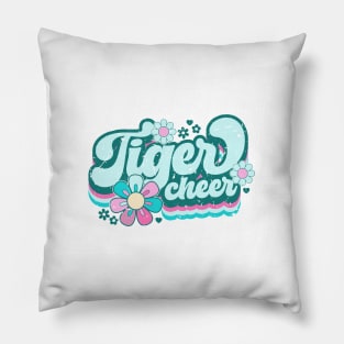 Tiger cheer - retro tiger cheer - floral tiger cheer Pillow