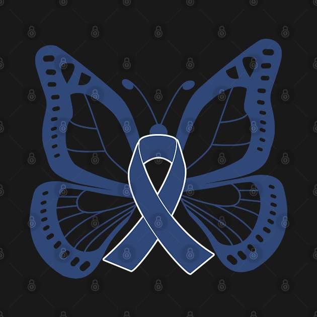 Blue Jeans Denim Butterfly Awareness Ribbon by FanaticTee