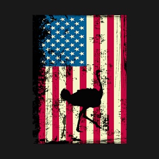 Ostrich American Flag USA Patriotic 4th Of July Gifts T-Shirt