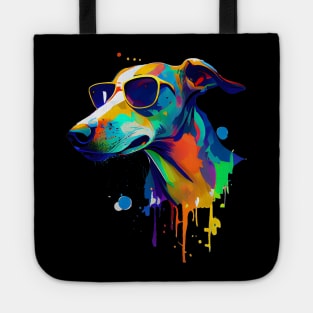 Colourful Cool Greyhound Dog with Sunglasses Tote