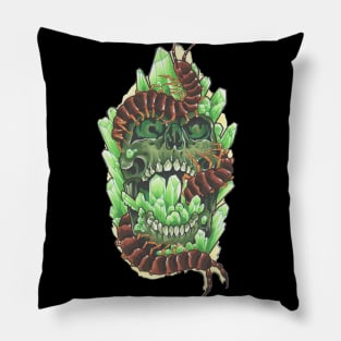 Green Crystal Skull Pillow