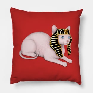 Sphynx Cat (Red Background) Pillow