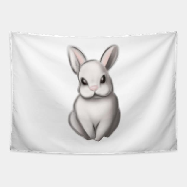Cute Rabbit Drawing Tapestry by Play Zoo