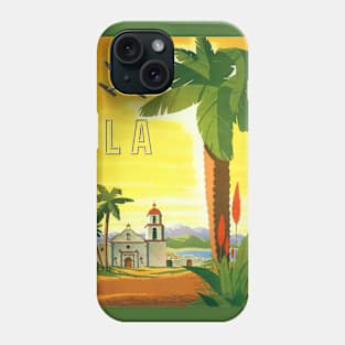 Vintage Travel Poster, a Mission in Los Angeles, California Phone Case