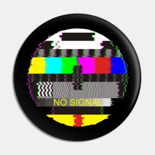 Retro TV Test Card Glitched No Signal Pin