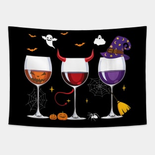 Womens Glasses Of Wine Halloween Costume Funny T Shirt Wine Lover Tapestry