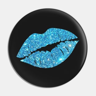 Light Blue Faux Glitter Lips Pin