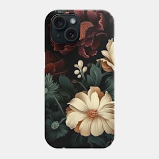 Dutch Nocturne: Luminous Floral Pastoral on Black Canvas Phone Case