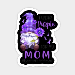 I Wear Purple For My Mom Gnome Alzheimer's Awareness Magnet