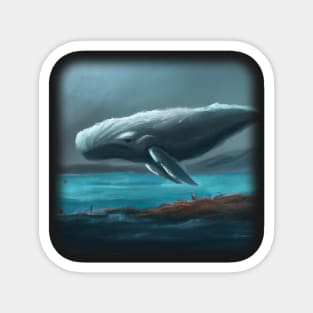 Whale floating in the sky Magnet