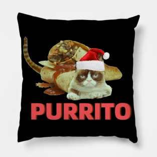 Funny Purrito Cat In Burrito Mexican Food Pillow