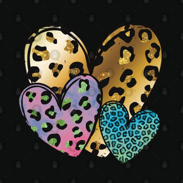 Three hearts animal Patterns Cheetah pattern valentines by Sheila’s Studio