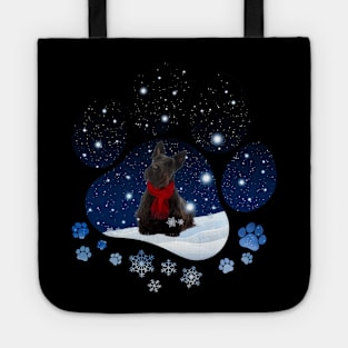 Snow Paw Scottish Terrier Christmas Winter Holiday Tote