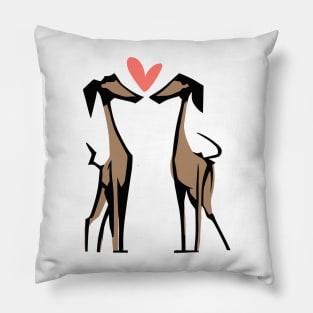 Two greyhound dogs in heart Pillow