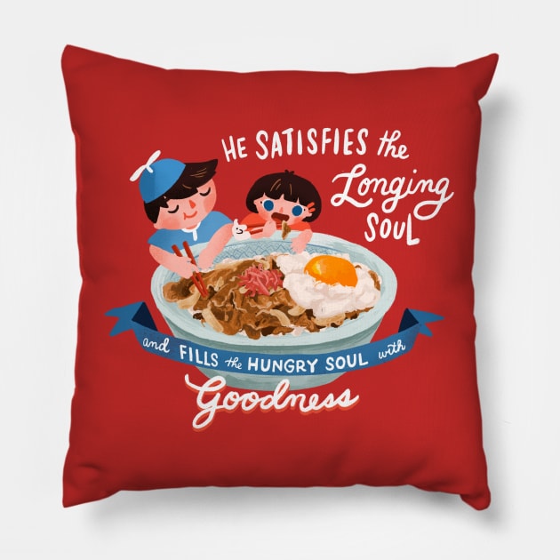 Gyudon Beef bowl for the soul Pillow by amydomingo