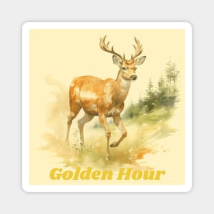 Golden Hour Serenity: Majestic Deer (Gold Edition) Magnet