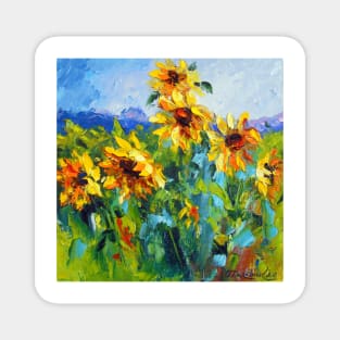 Sunflowers in the wind Magnet