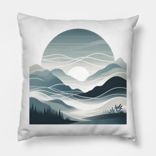 Misty Mountain Sunrise Pillow