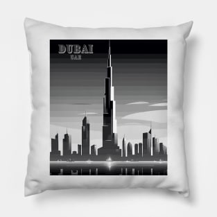 Dubai, UAE, Burj Khalifa, Black and White Travel Print Wall Art, Home Décor, Gift Art Pillow