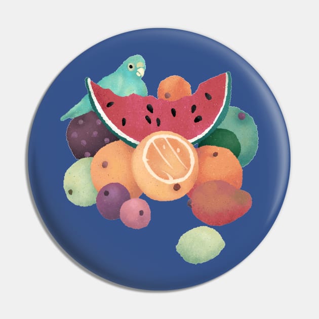 Fruit with Parrot Still Life Pin by Annelie