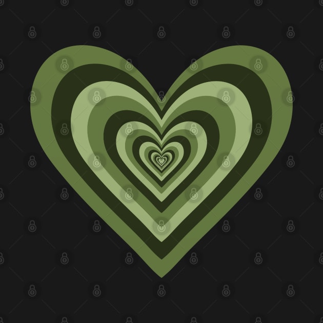 Olive Green Expanding Hearts by Velvet Earth