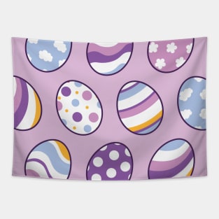 Egg Pattern | Purple Orange | Stripes Clouds Flowers Dots | Light Purple Tapestry