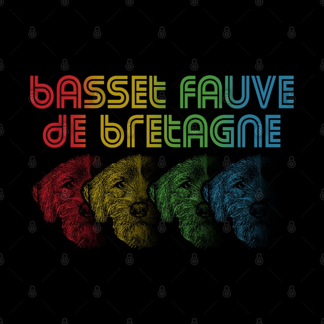 Cool Retro Groovy Basset Fauve de Bretagne Dog by Madfido