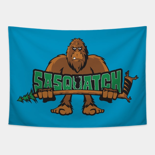 Sasquatch Hockey Logo Tapestry by DavesTees