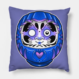 blue daruma doll Pillow