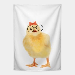 Cute Chick With Glasses Tapestry