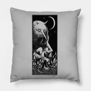 Night devil picks mushrooms Pillow