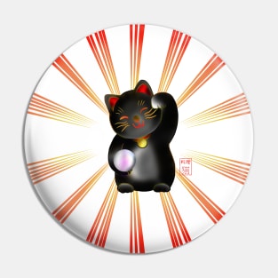 Lucky cat, black maneki Pin