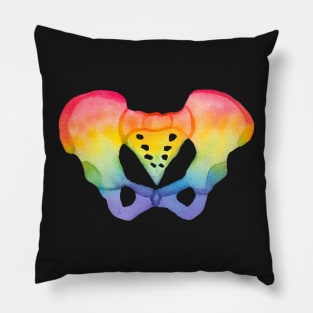 Rainbow Watercolor Pelvis (dark) Pillow