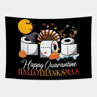 Quarantine HalloThanksMas Funny Halloween Thanksgiving Christmas Design Gift Tapestry