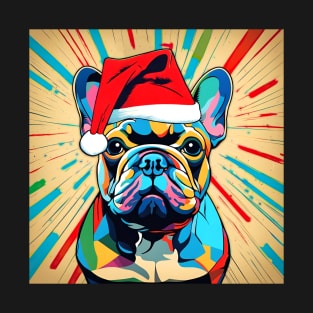 Frenchie Wearing A Santa Hat Funny Puppy T-Shirt