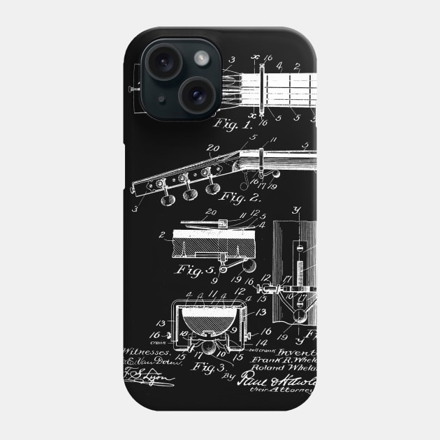 capo tasto for guitar Vintage Patent Drawing Phone Case by TheYoungDesigns