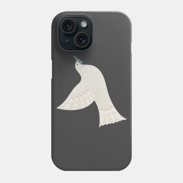 Folk Art Holiday Dove Phone Case by SWON Design