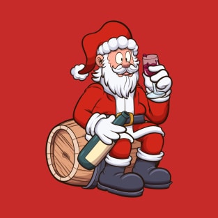 Santa Claus Drinking Wine T-Shirt